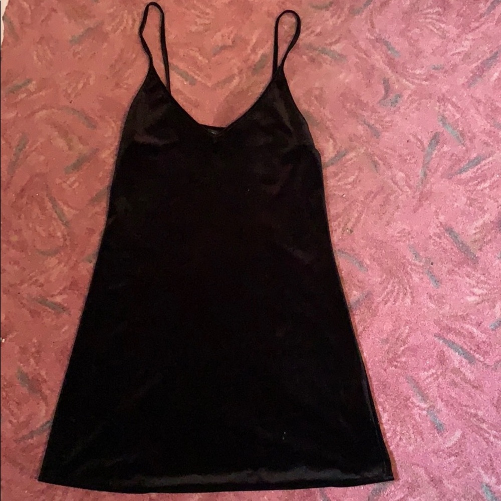 Black velvet slip dress